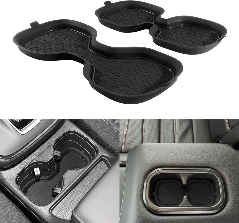 KENTUTO for Honda CRV Accessories 2023 2024 2025 2026 3D Cup Holder Center Console Liner Inserts Silicone Anti-dust Mat Pad Interior Decoration (2 Pcs, Black Trim) - Image 1